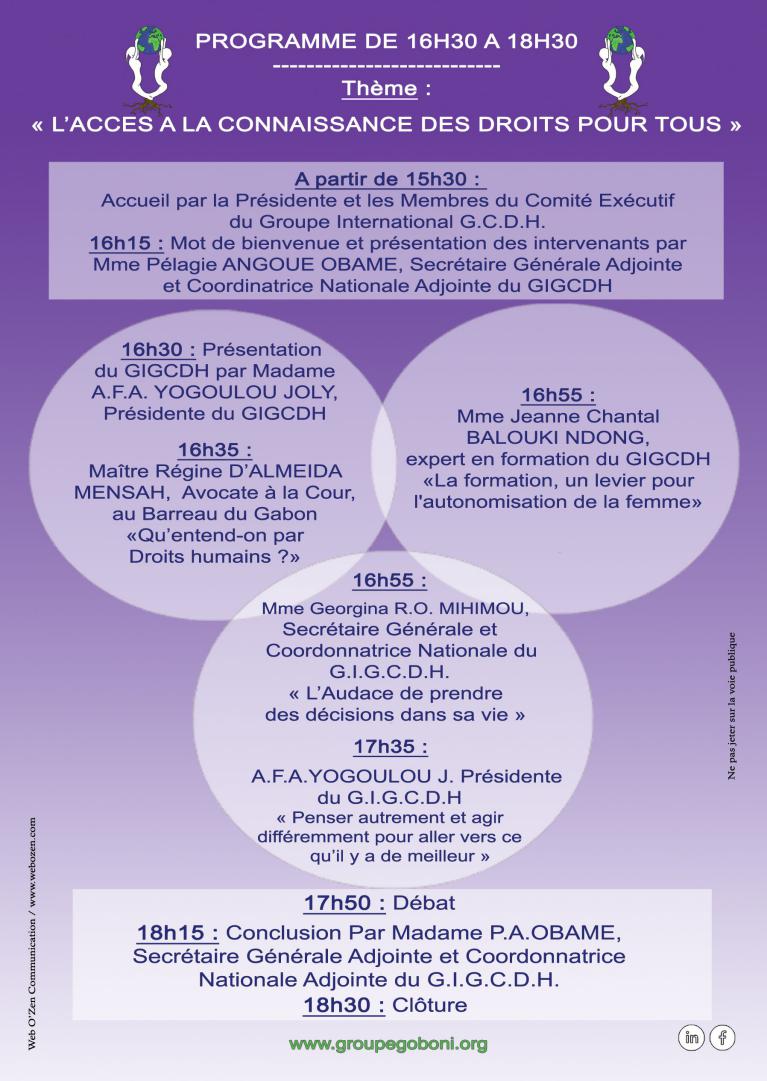 Conférence Groupe Internation GOBONI pour la connaissance des droits humains