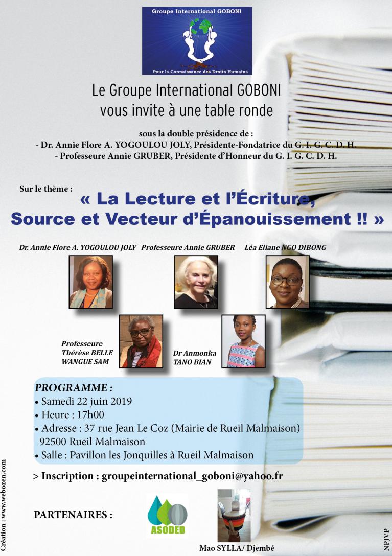 Conférence Groupe Internation GOBONI pour la connaissance des droits humains
