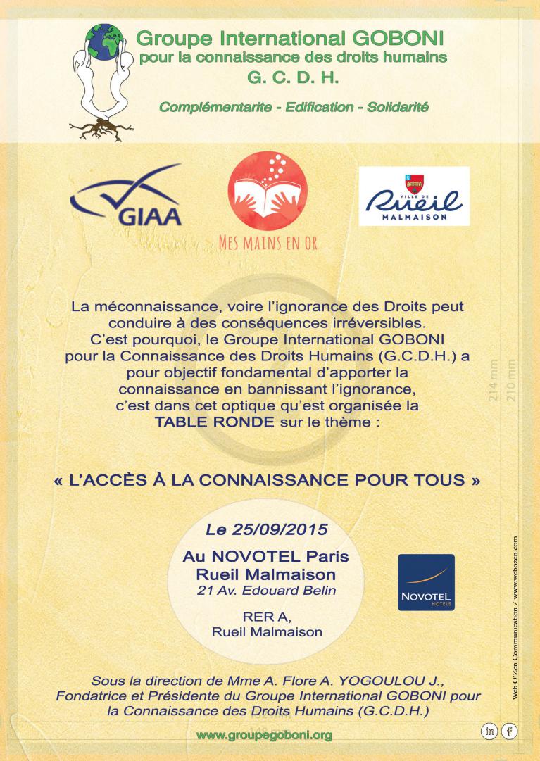 Conférence Groupe Internation GOBONI pour la connaissance des droits humains